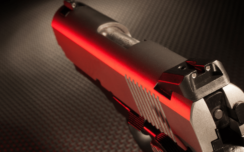 Image of the typical sights on a pistol