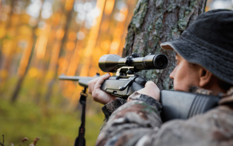 Typical magnification power scope with hunter