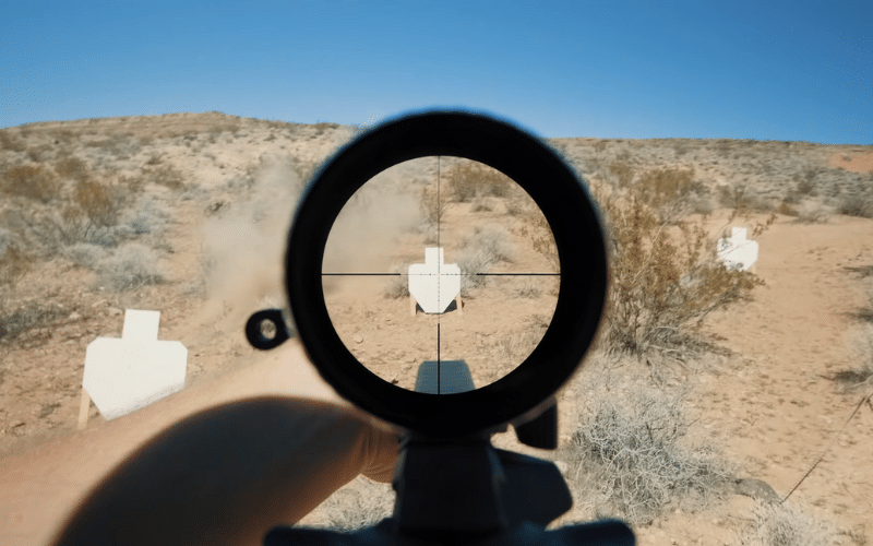 Scope reticle aiming at white target