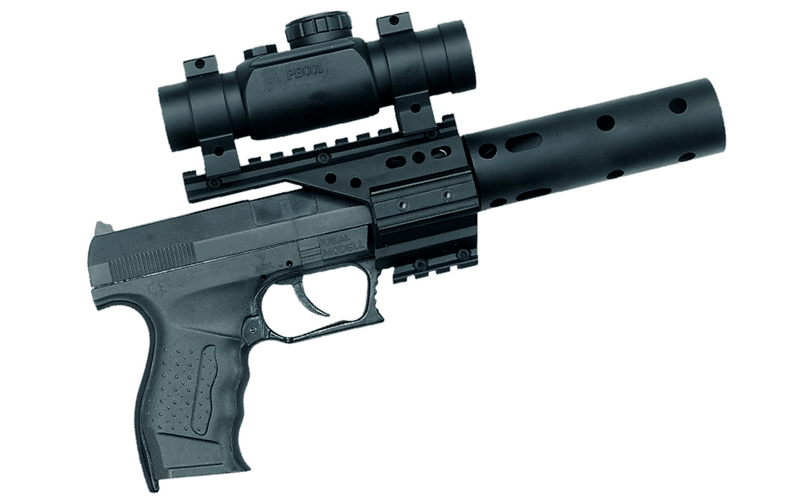Pistol with a scope on top