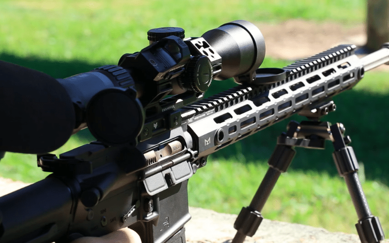 Swampfox scope mounted on a rifle with a bipod