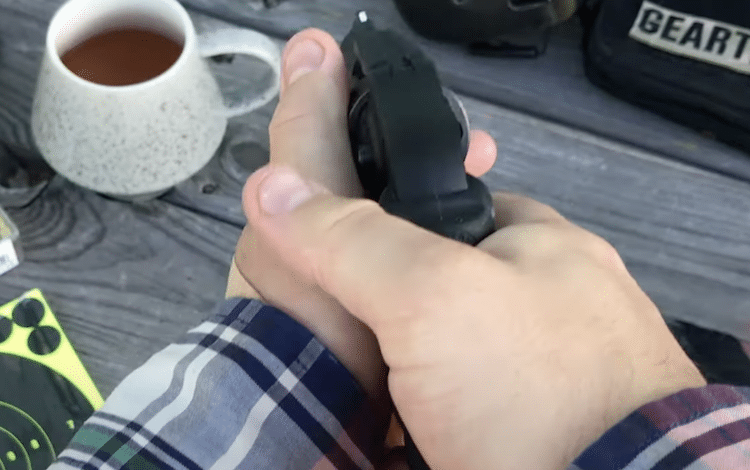 Hands holding the Ruger LCR with a long trigger pull
