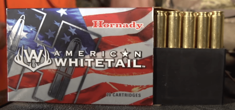 Image of 245 grain Hornady InterLock American Whitetail rounds in a box