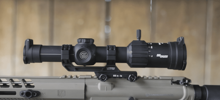 Sig Sauer scope mounted on a rifle