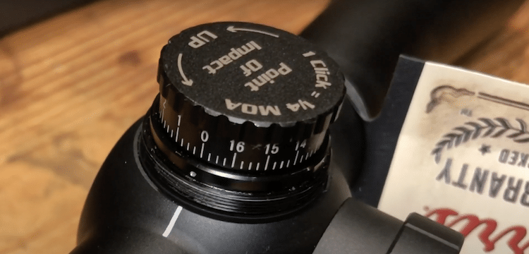 Elevation knob of a scope