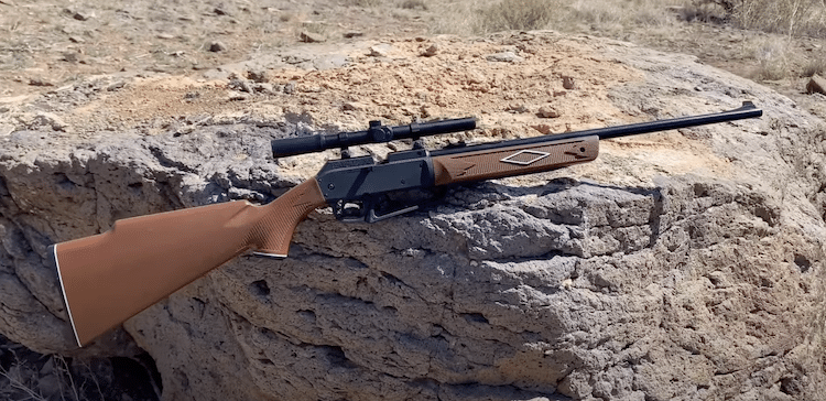 Daisy 880 Powerline Air Rifle Kit on a rock