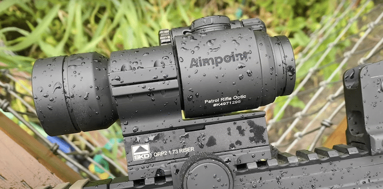 Aimpoint PRO Red Dot Reflex Sight with water droplets