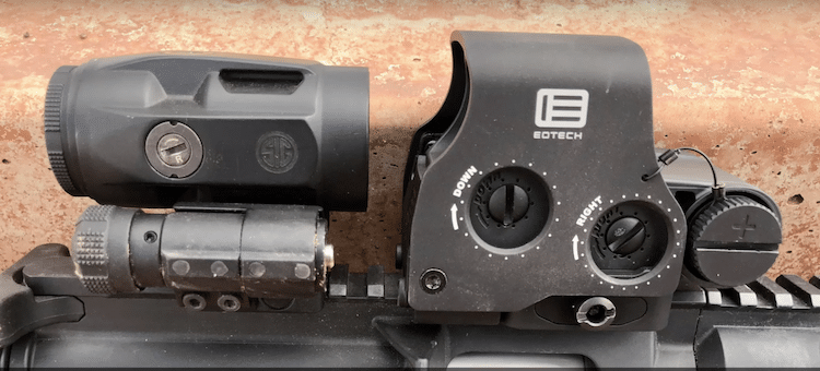 EOTECH EXPS3 Holographic Weapon Sight mounted on a rifle