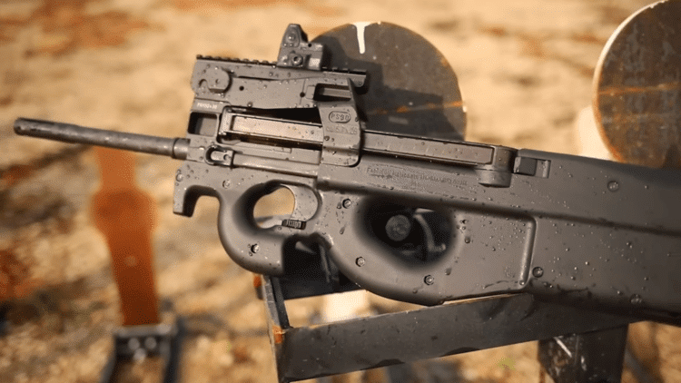 FN P90 in an outdoors setting